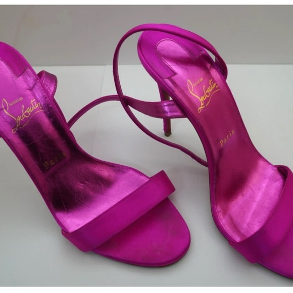 Christian Louboutin Fuchsia Strappy Heels - Picture 1 of 7